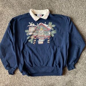 Morning sun vintage grandma sweater . With heart neck accents